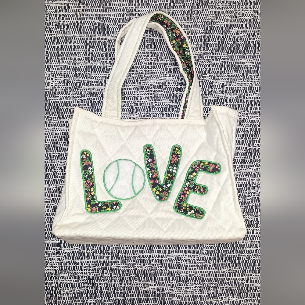 Tennis Pickleball cotton canvas Reverseable Floral Lined Tote